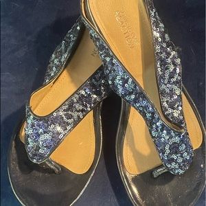 Kenneth Cole REACTION Sandals w Cobalt Blue Sequined Bling 8.5 M